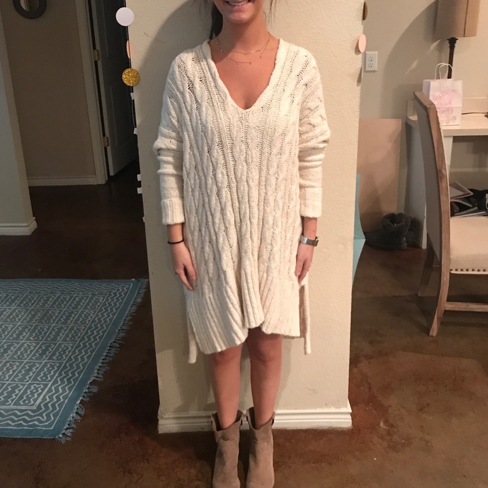 White Free People Oversized Sweater